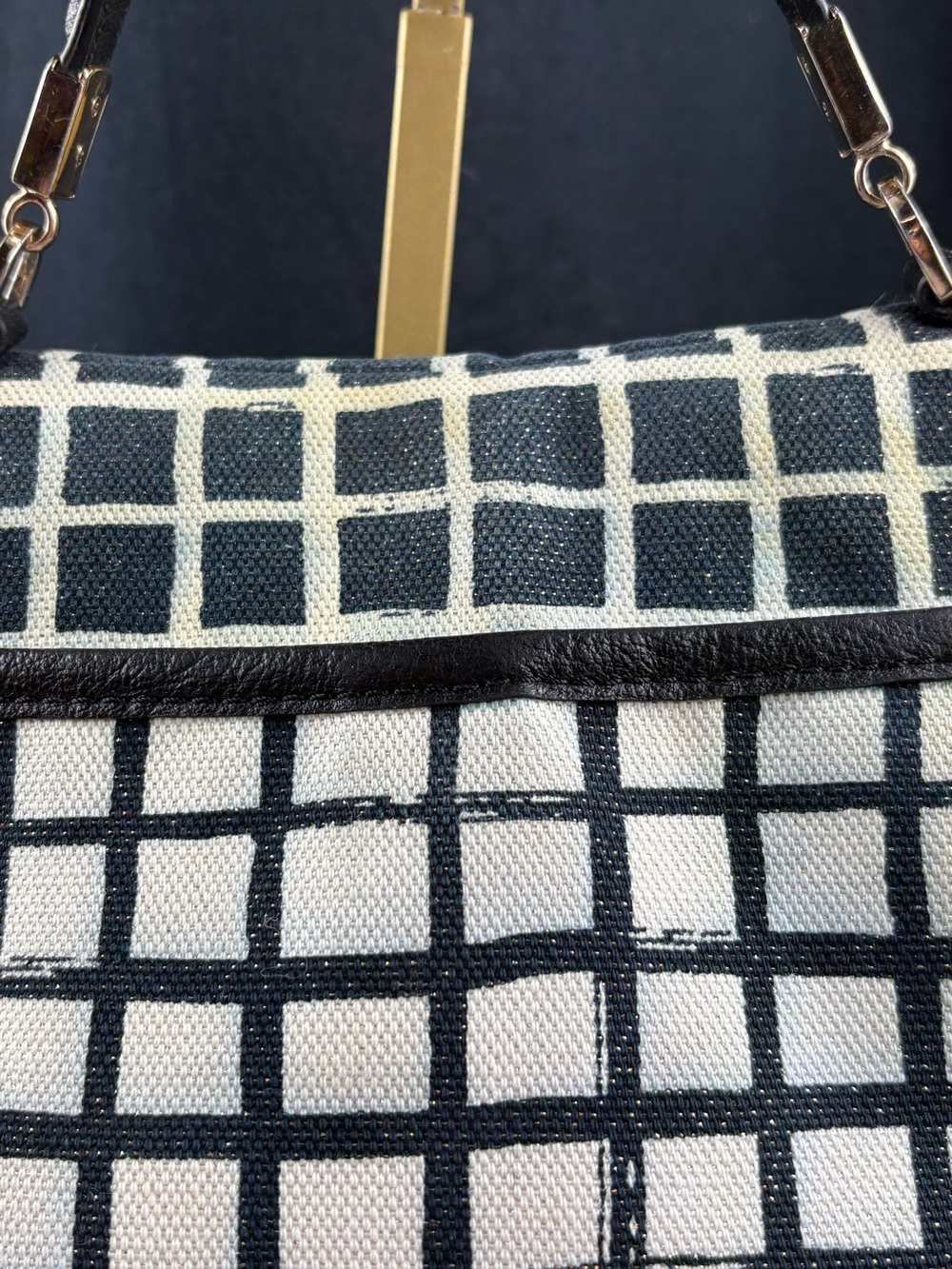Coach Madison Small Sadie Flap Satchel Crossbody Black White Grid - Picture 4 of 11